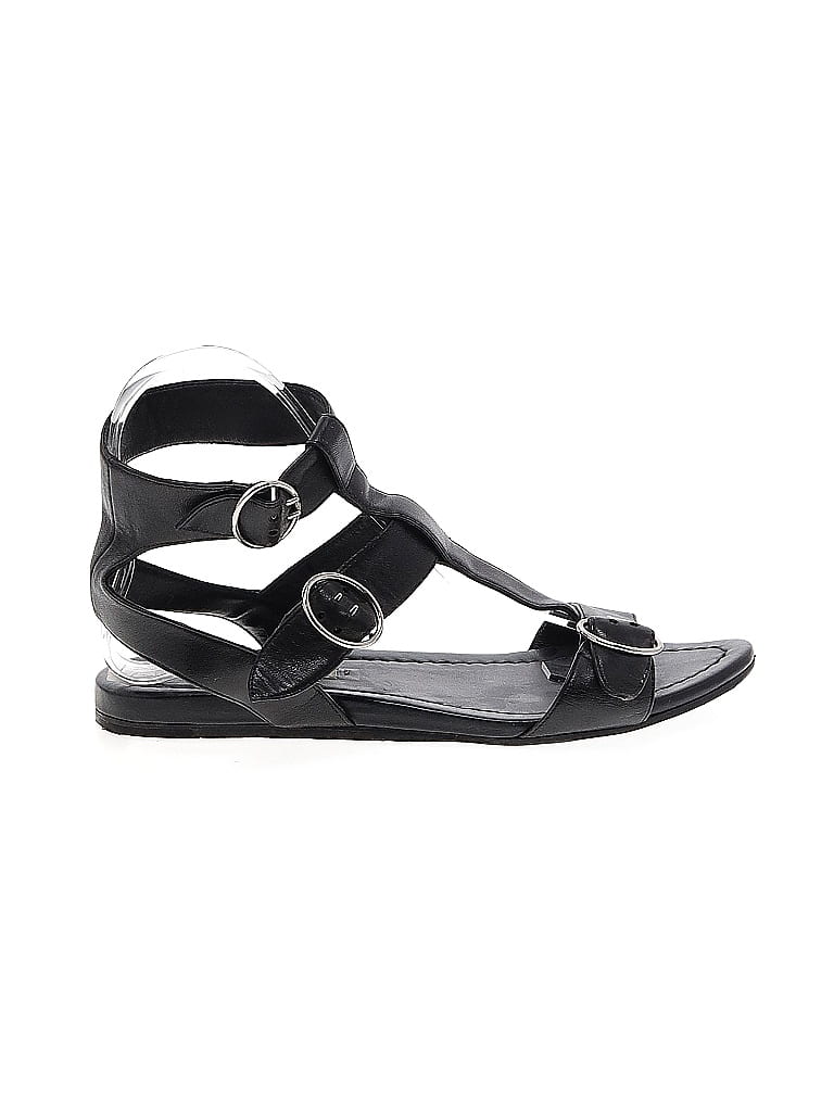 Prada 100% Leather Black Leather Flat Sandals Size EU 36 - photo 1