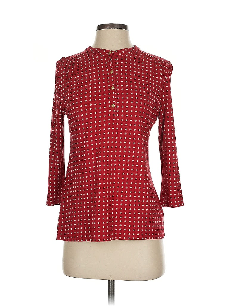 Pre-owned Talbots 3/4 Sleeve Henley Shirt In Red