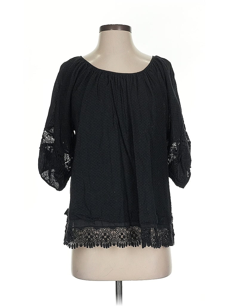 Pre-owned Lil 3/4 Sleeve Blouse In Black