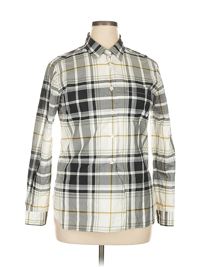 Pre-owned Margaret M Long Sleeve Button Down Shirt In Silver