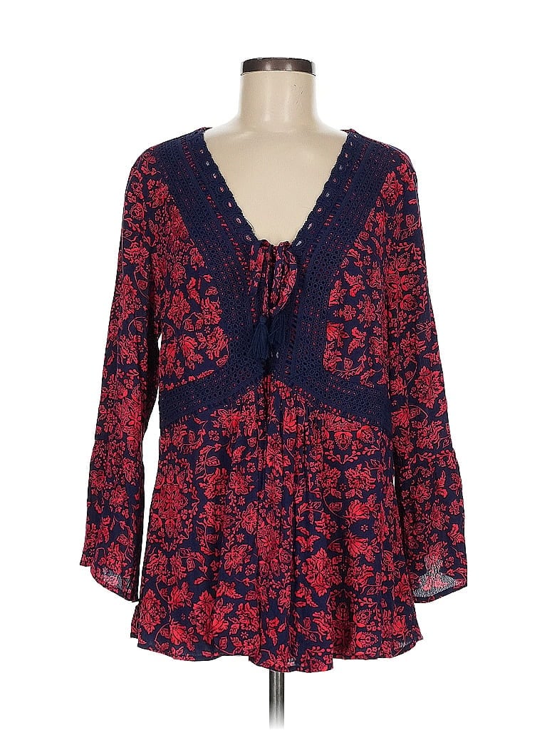 Pre-owned Torrid Long Sleeve Blouse In Blue