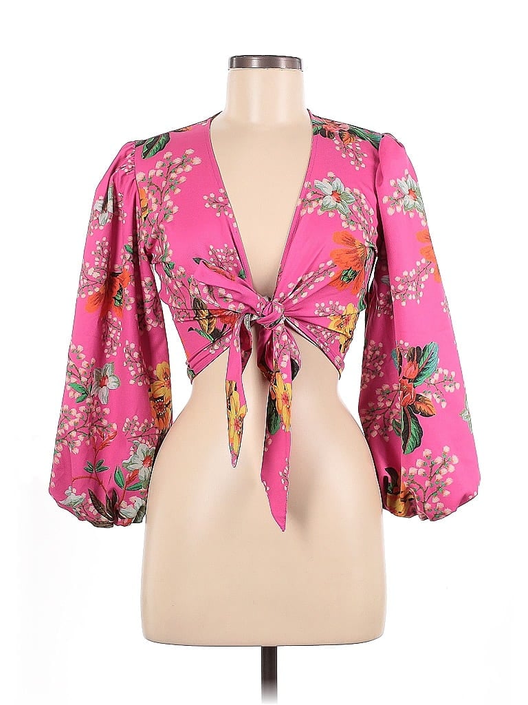 Click to view more detailed imagery on our partner's website Pre-owned Agua Bendita 3/4 Sleeve Blouse In Pink