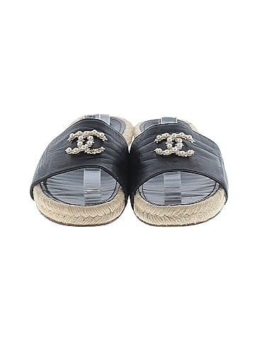 Chanel Leather CC Pearl Studs Espadrille Sandals (view 2)