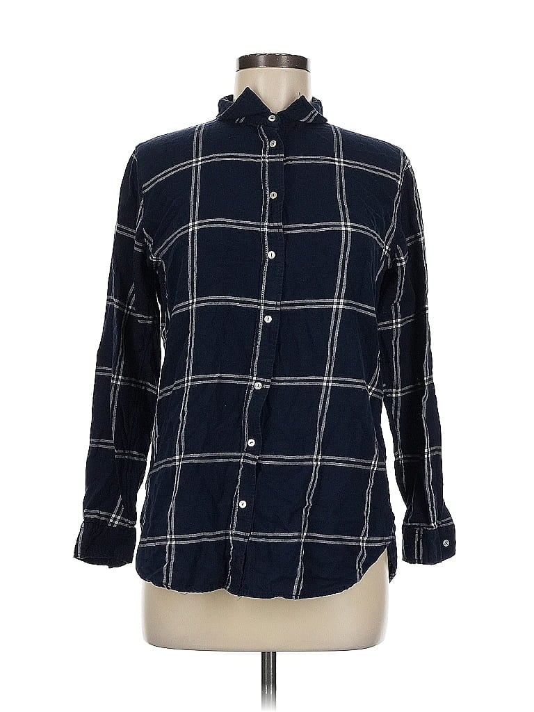 Pre-owned H&m Long Sleeve Button Down Shirt In Blue