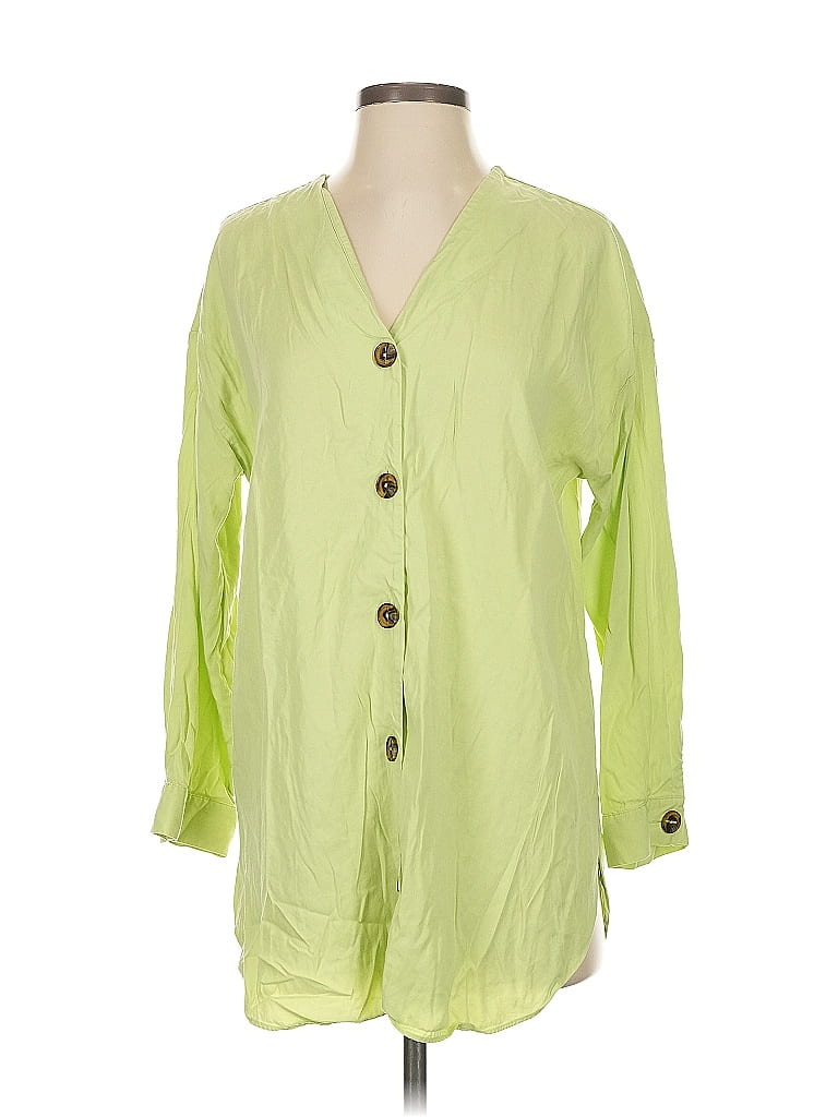 Pre-owned Soft Surroundings 3/4 Sleeve Button Down Shirt In Green