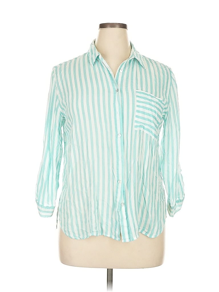 Pre-owned Grand & Greene 3/4 Sleeve Button Down Shirt In Blue