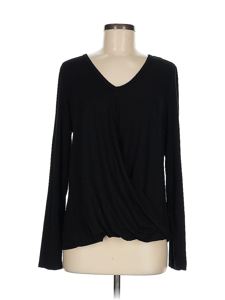 Pre-owned Karen Kane Long Sleeve T-shirt In Black