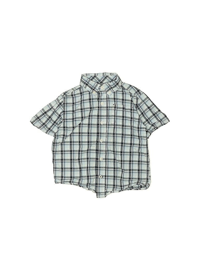 Pre-owned Gymboree Kids' Short Sleeve Button Down Shirt In Blue