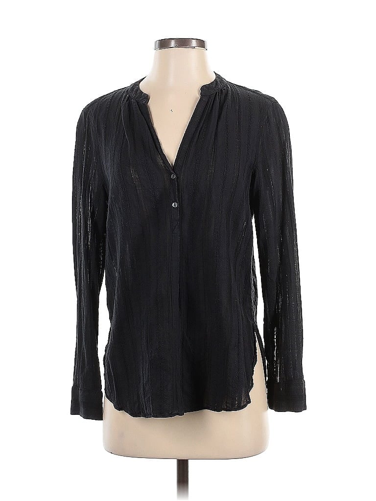 Pre-owned Vince Long Sleeve Blouse In Black