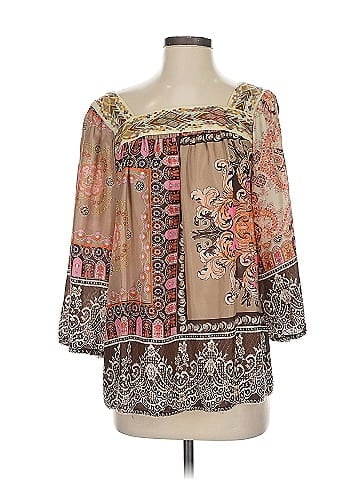 Johnny Was 3/4 Sleeve Silk Top (view 1)