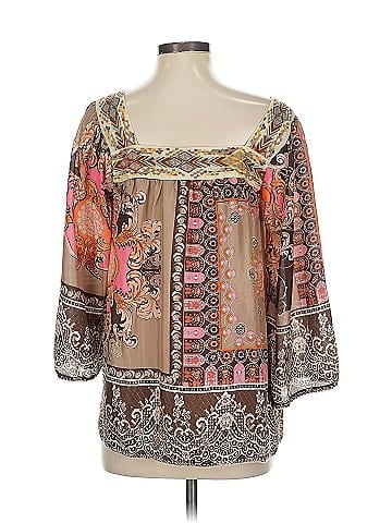 Johnny Was 3/4 Sleeve Silk Top (view 2)