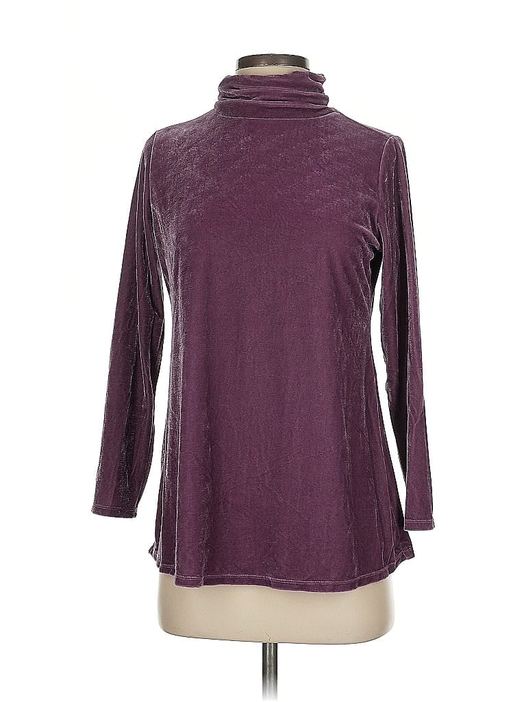Pre-owned Soft Surroundings Long Sleeve Top Purple Turtleneck Tops