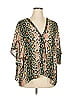 Daytrip 100% Polyester Animal Print Green Short Sleeve Blouse Size XL - photo 1