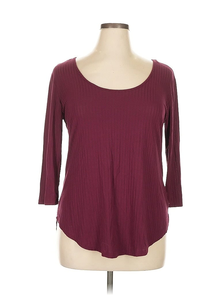 Ambiance Burgundy 3/4 Sleeve T-Shirt Size 1X - photo 1