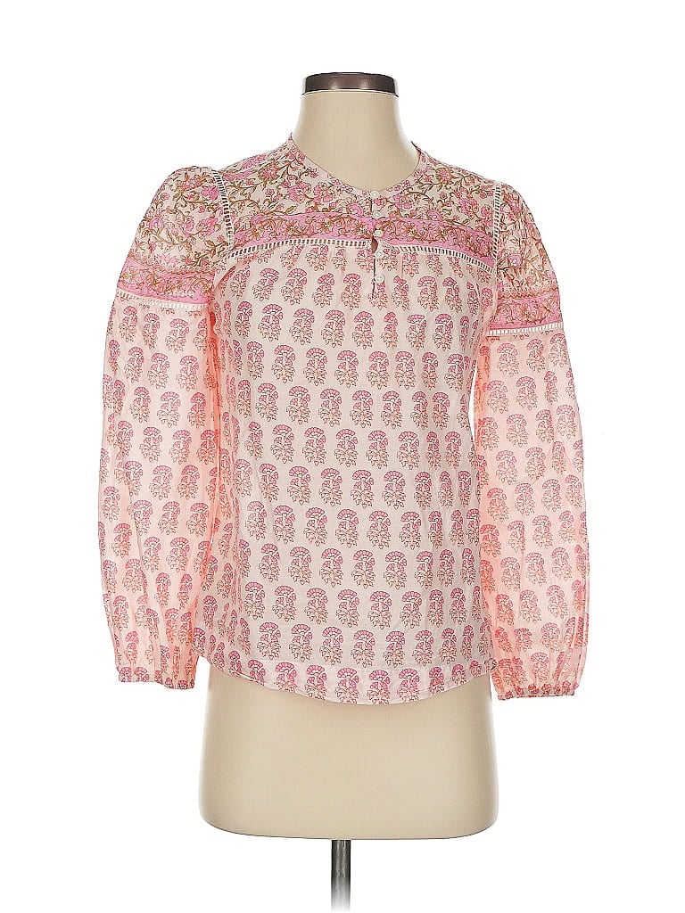 Pre-owned Point Sur Long Sleeve Blouse In Pink