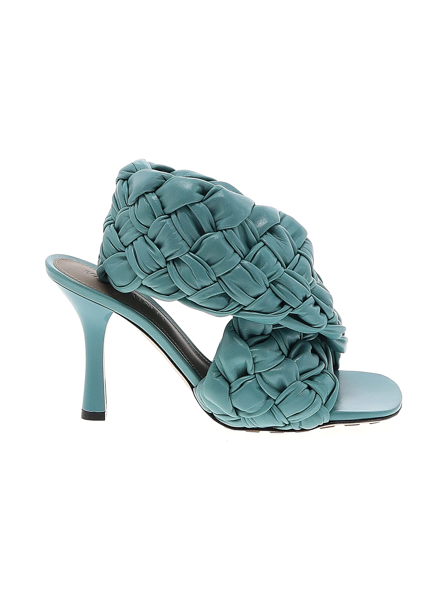 Bottega Veneta Teal Shiny Nappa Intrecciato The Board Sandals Size EU 37