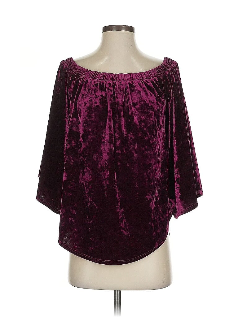 Pre-owned Karen Kane 3/4 Sleeve Blouse In Purple
