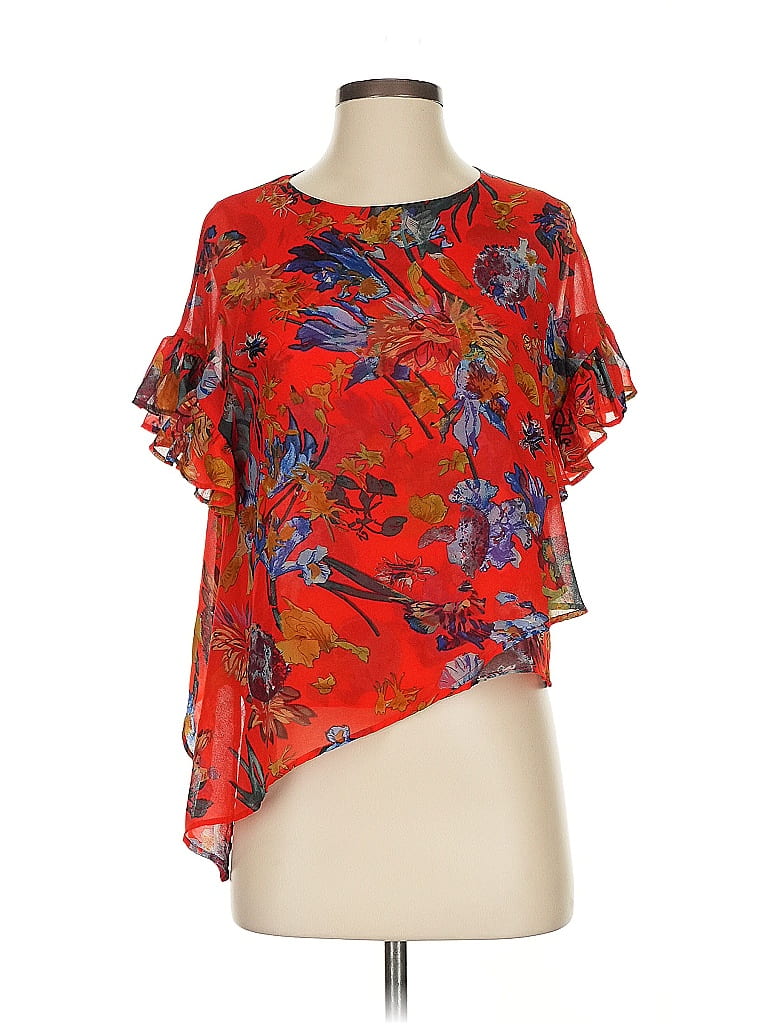 Click to view more detailed imagery on our partner's website Pre-owned Catherine Malandrino Short Sleeve Blouse In Red