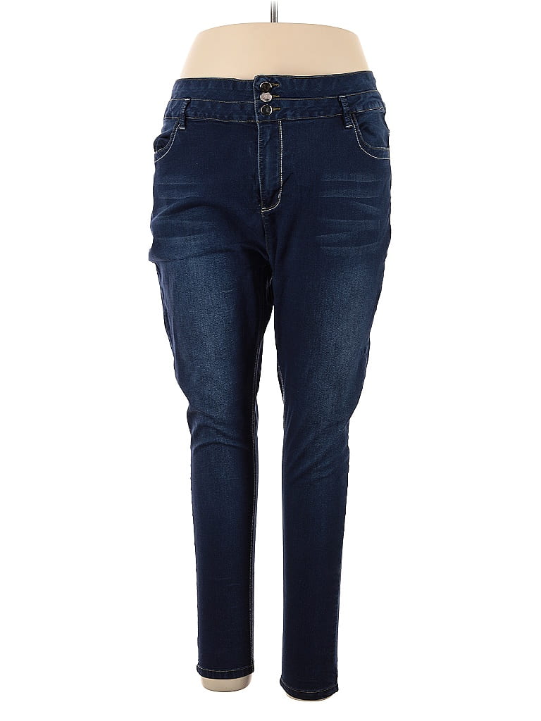 Allegra K Solid Blue Jeans Size XL 40 off ThredUp