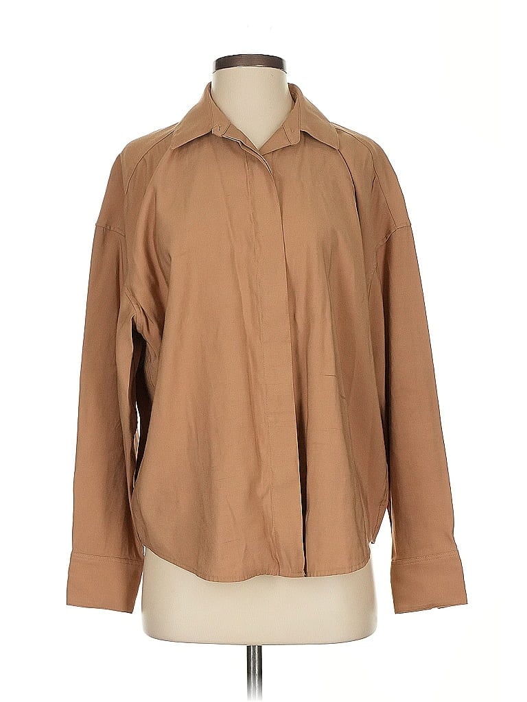Pre-owned Calvin Klein Long Sleeve Blouse In Brown
