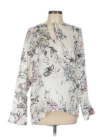 White House Black Market Long Sleeve Silk Top (view 1)