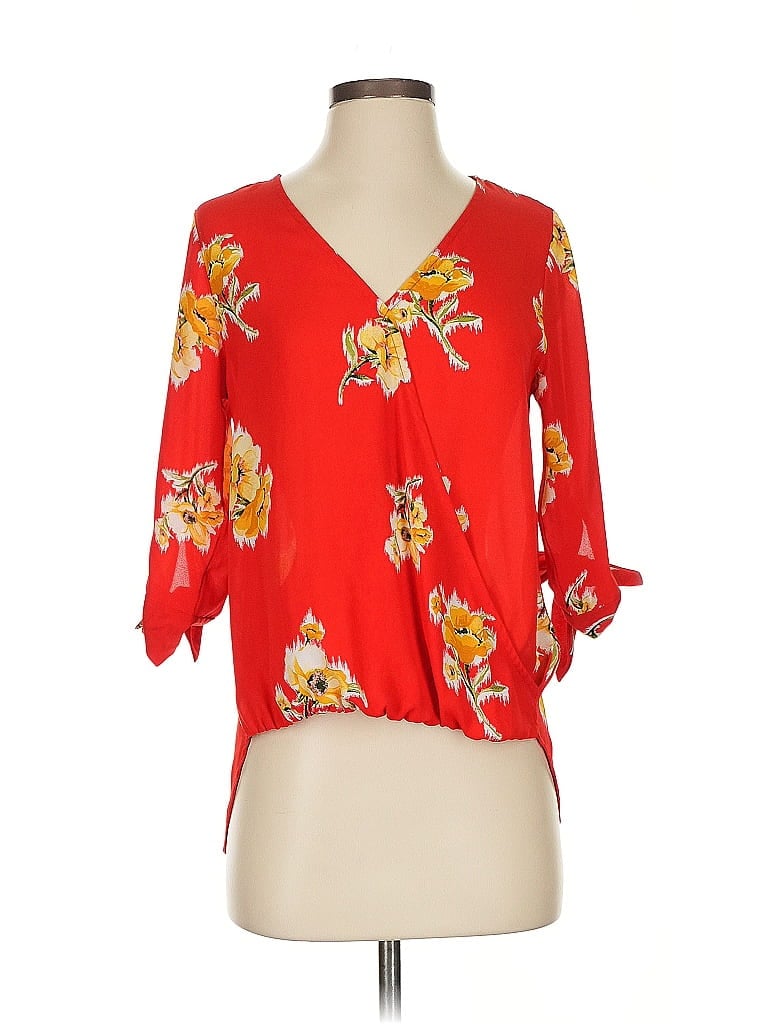 Pre-owned West Kei 3/4 Sleeve Blouse In Red