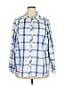 Foxcroft Checkered-gingham Blue 3/4 Sleeve Button-Down Shirt Size 18 - photo 1