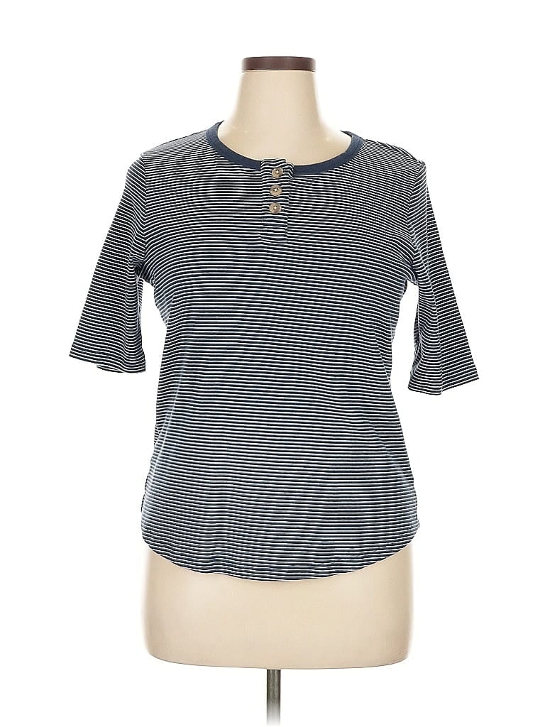 Click to view more detailed imagery on our partner's website Pre-owned Lands' End Short Sleeve Henley Shirt In Gray