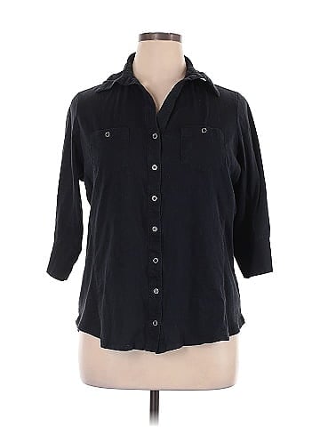 Indigo 3/4 Sleeve Button-Down Shirt (view 1)