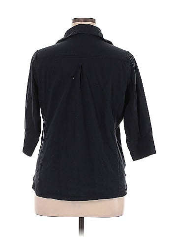Indigo 3/4 Sleeve Button-Down Shirt (view 2)