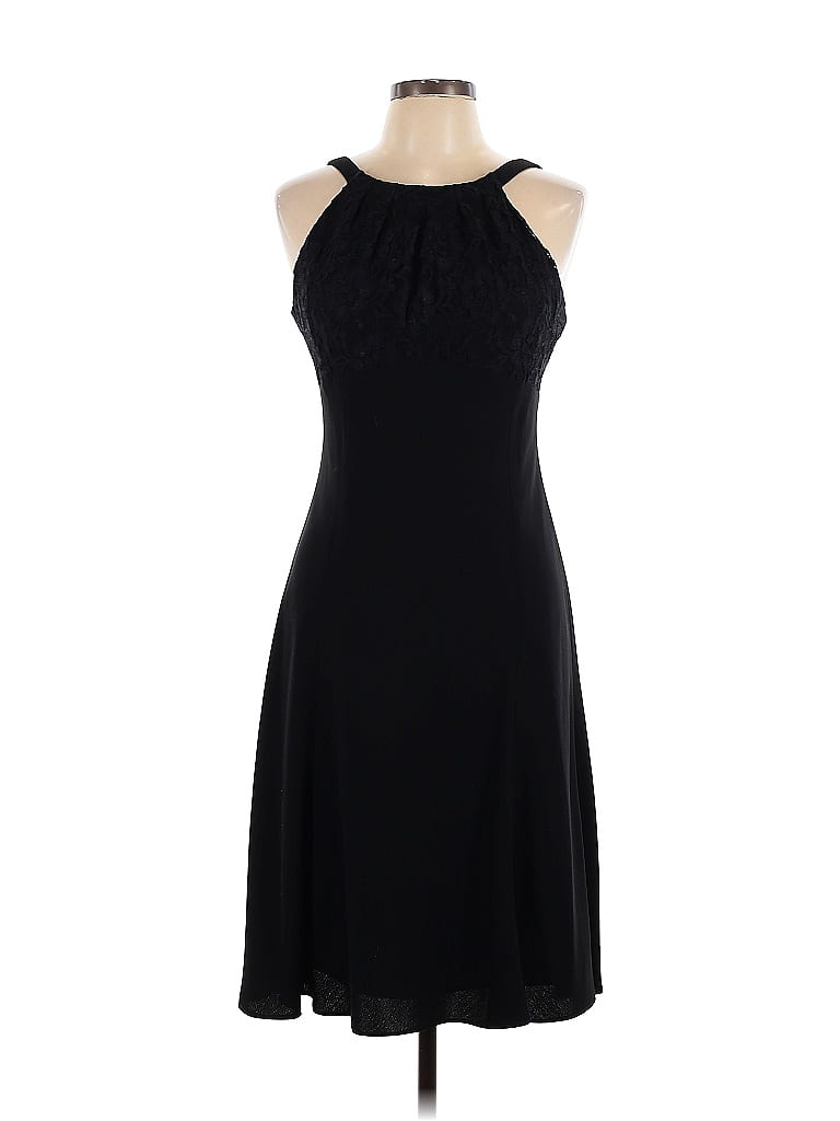 Robe Cocktail Noire Evan-Picone Taille 12 - Dos Nu, Extensible, Occasion Très Bon état