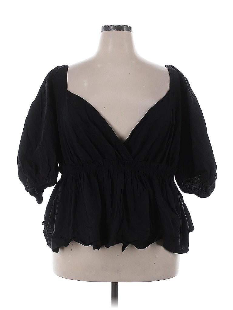 Pre-owned Boohoo 3/4 Sleeve Blouse In Black
