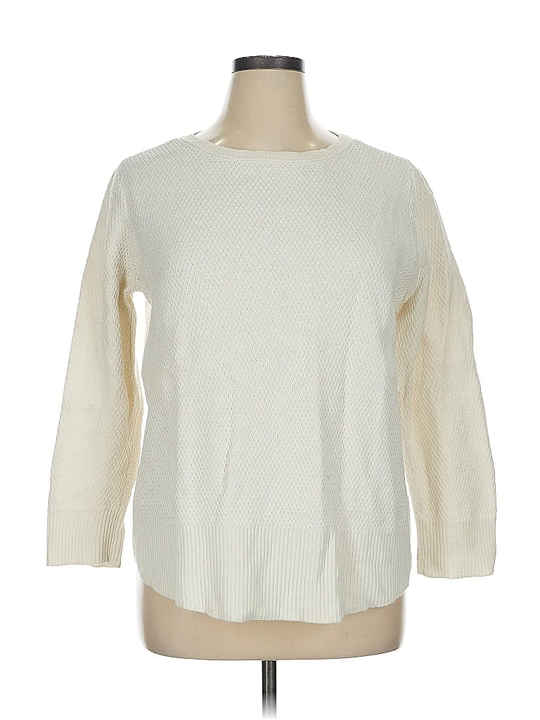 Pre-owned Ann Taylor Loft Pullover Sweater In White