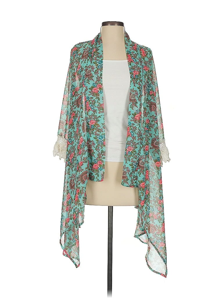 Meritt 100% Polyester Teal Kimono Size 0 - photo 1
