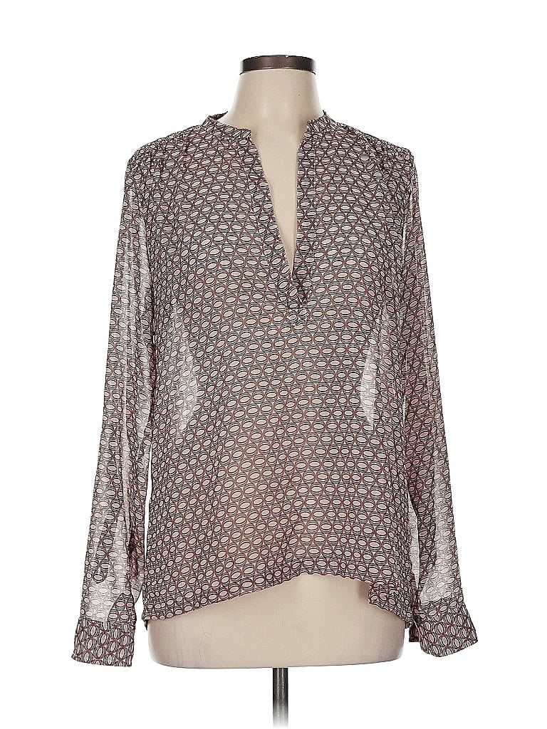 Pre-owned Halogen Long Sleeve Blouse In Brown