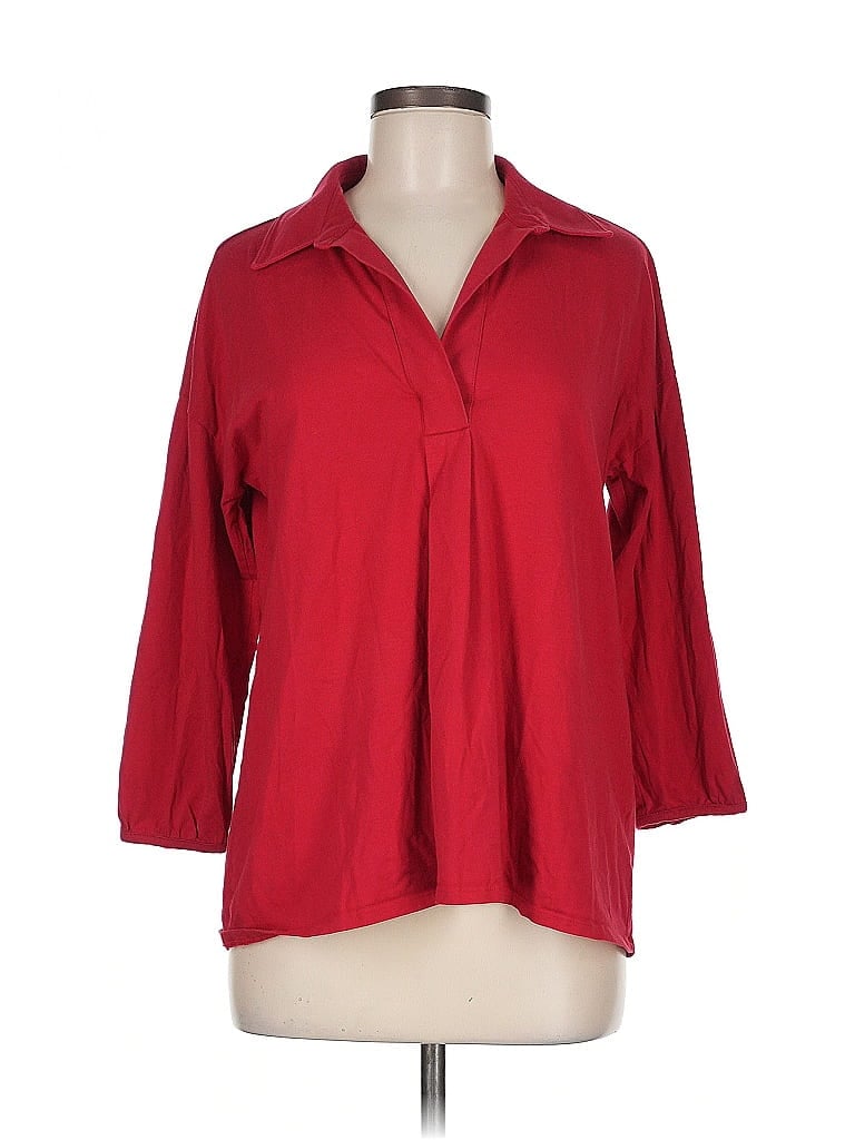 Click to view more detailed imagery on our partner's website Pre-owned Lands' End 3/4 Sleeve Button Down Shirt In Red