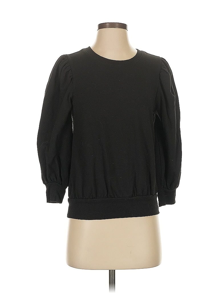 Pre-owned The Drop Long Sleeve Top Black Crew Neck Tops