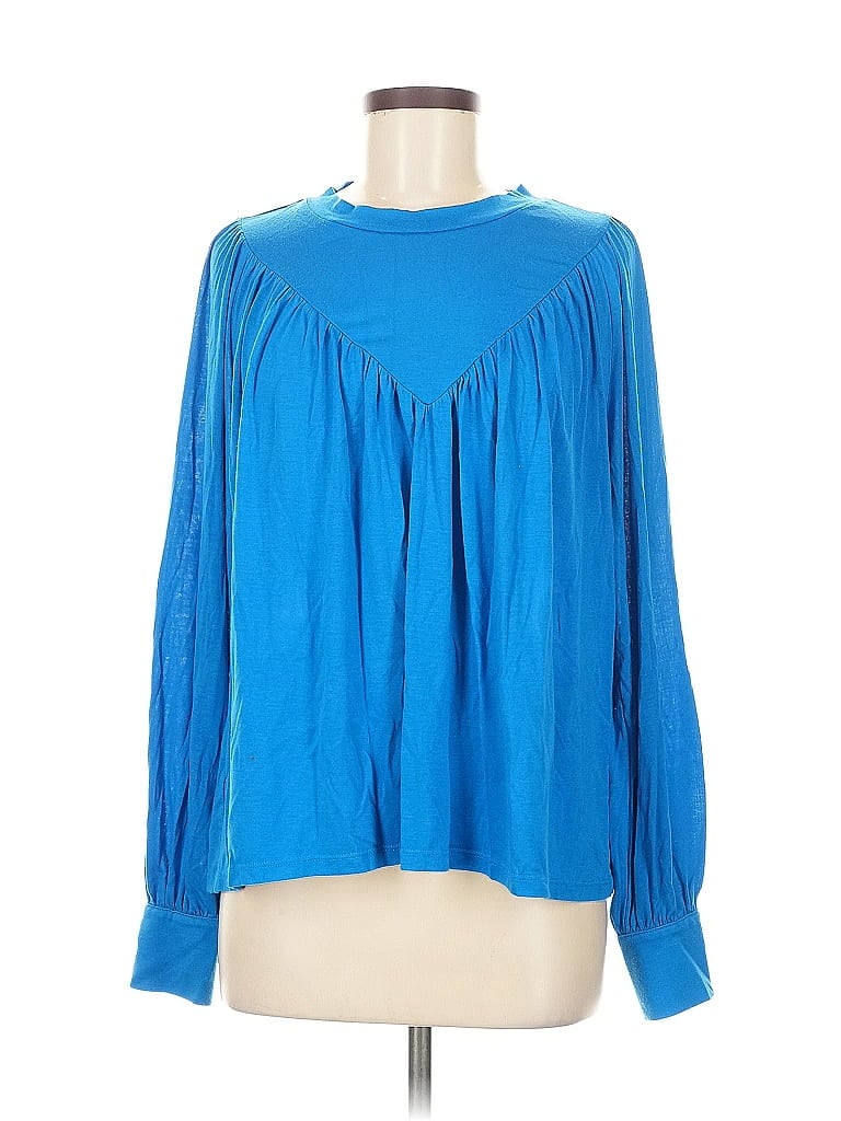 Pre-owned Ann Taylor Long Sleeve Blouse In Blue