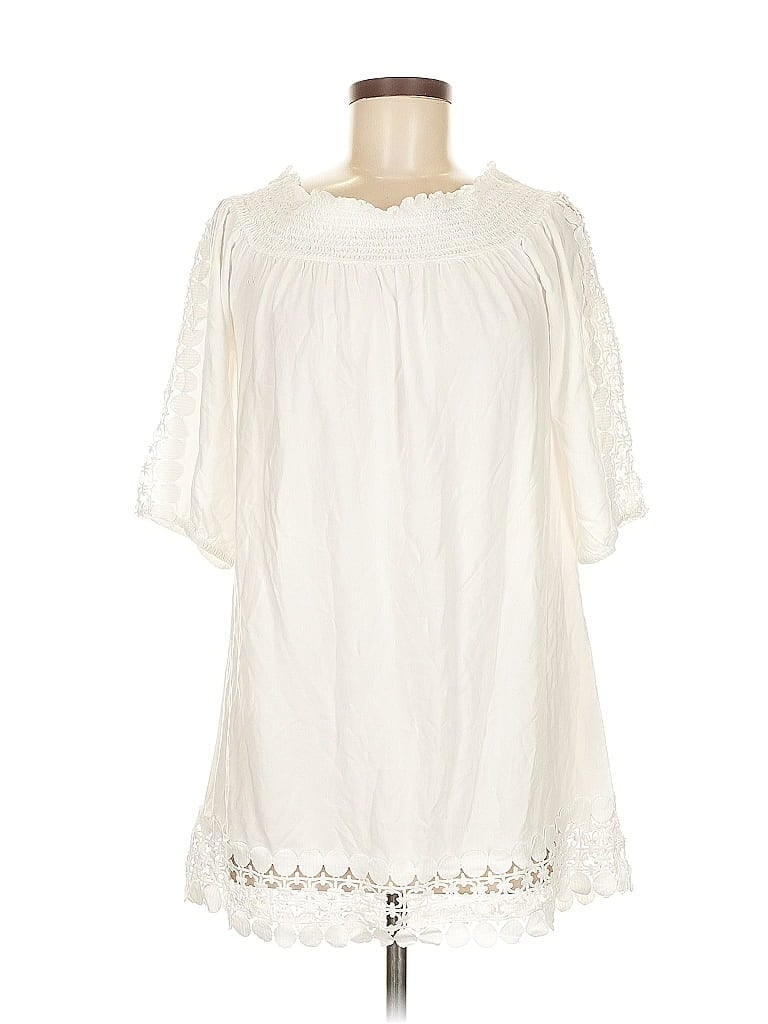 Pre-owned Blue Island 3/4 Sleeve Blouse In White