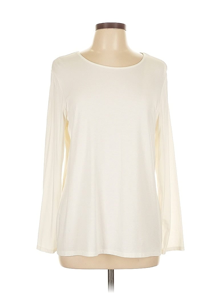 Pre-owned Chico's Long Sleeve T-shirt In White