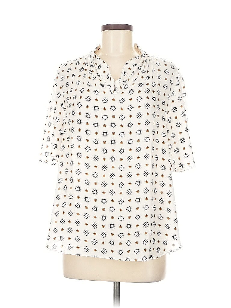 Ann Taylor Factory 100% Polyester Ivory Short Sleeve Blouse Size M - photo 1