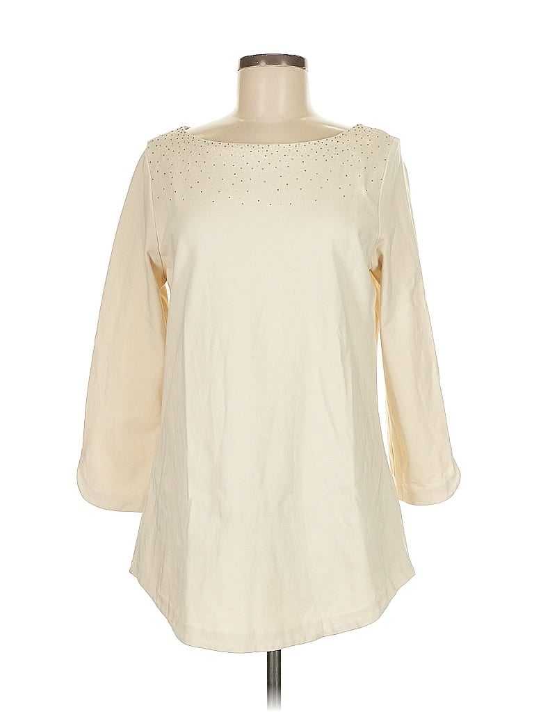 Click to view more detailed imagery on our partner's website Pre-owned Lands' End 3/4 Sleeve Blouse In White