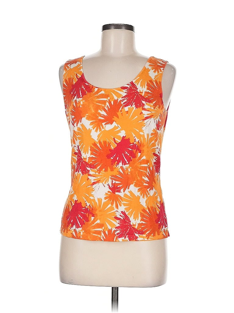 Pre-owned Lafayette 148 Tank Top Orange Halter Neckline Tops