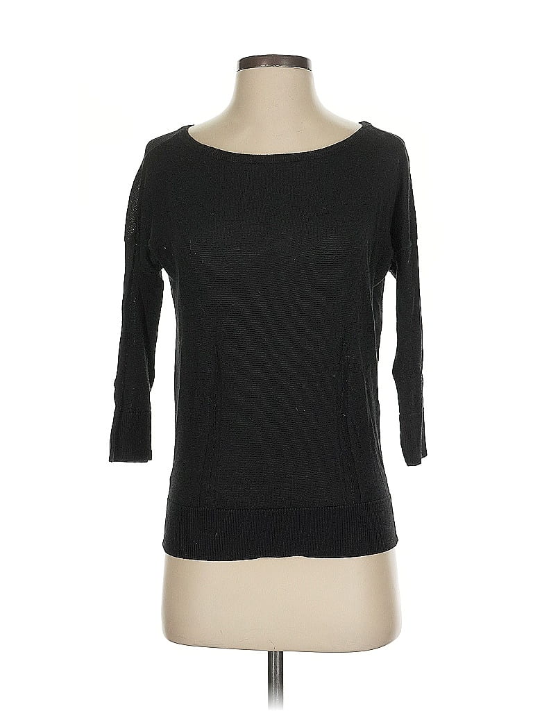Pre-owned Ann Taylor Factory 3/4 Sleeve Top Black Boatneck Tops