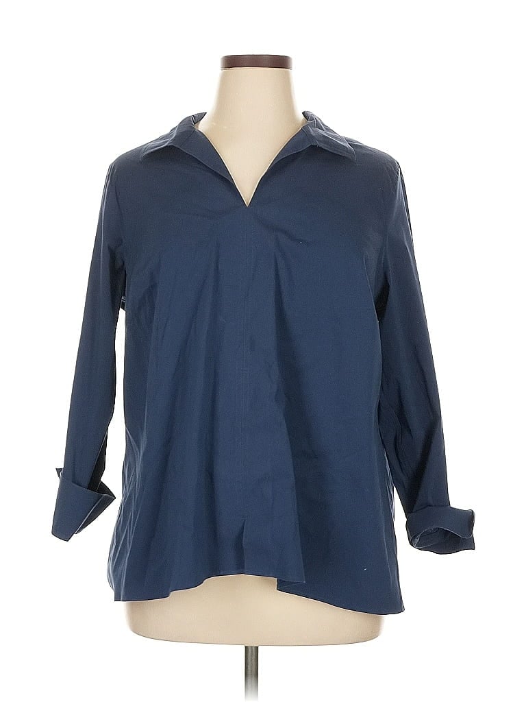 Foxcroft Blue 3/4 Sleeve Button-Down Shirt Size 1X - photo 1