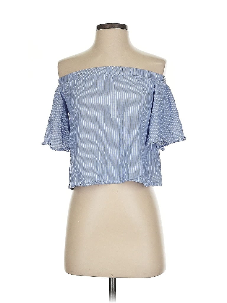 Pre-owned Paper Heart Short Sleeve Blouse In Blue