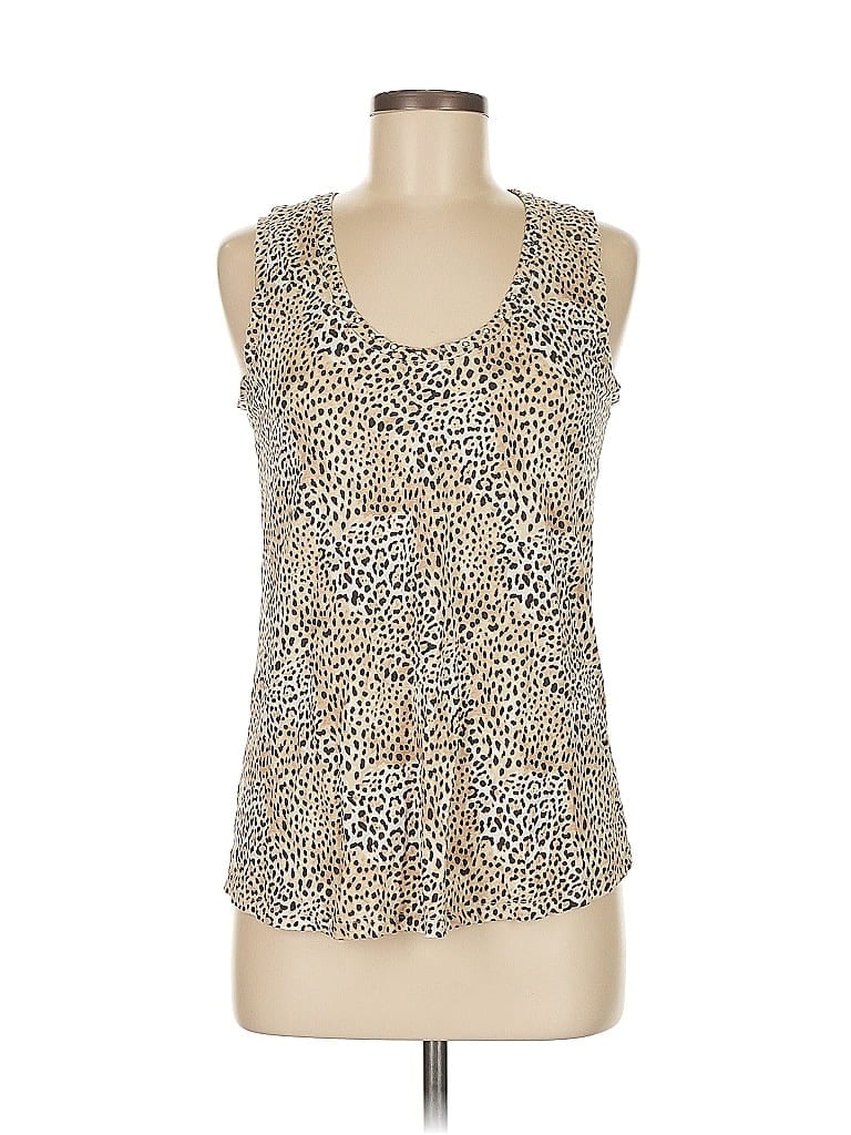Pre-owned Inc International Concepts Sleeveless Top Tan Scoop Neck Tops In Brown