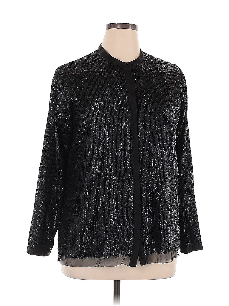 Johnny Was Metallic Black Long Sleeve Blouse Size XL - photo 1