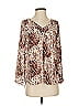 Adrienne Vittadini Animal Print Brown 3/4 Sleeve Blouse Size XS - photo 1