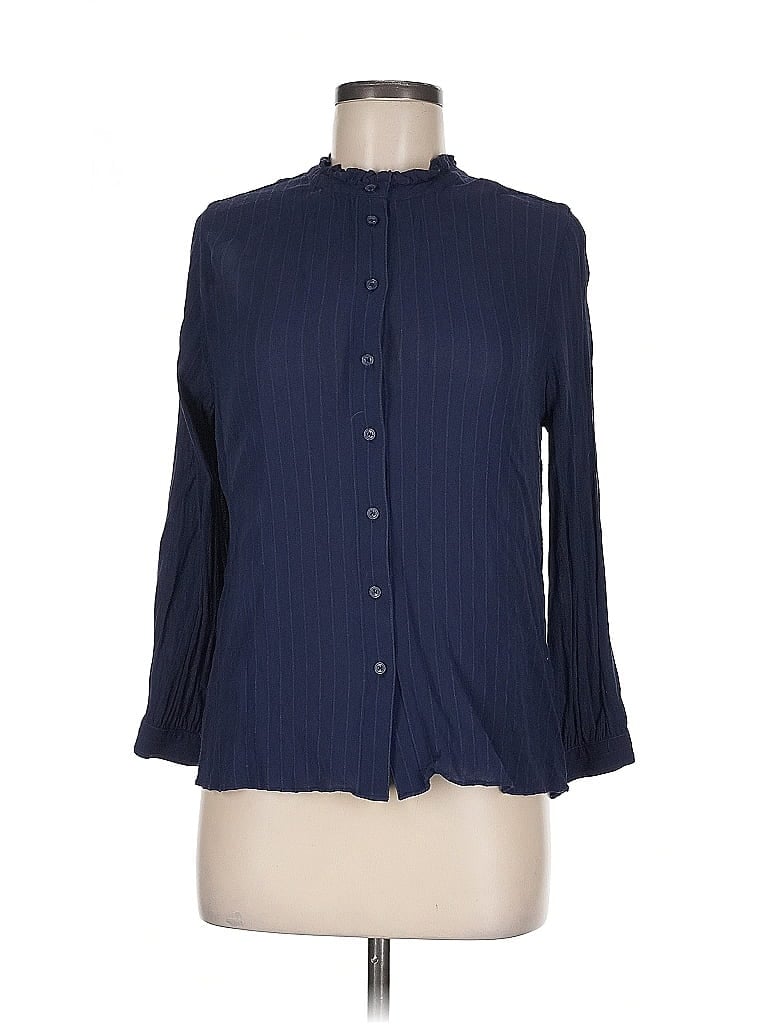 Pre-owned Treasure & Bond Long Sleeve Blouse In Blue